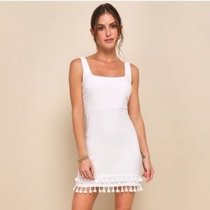 Lulus- Feel the Sunshine White Tassel Mini Dress-NWT Size M